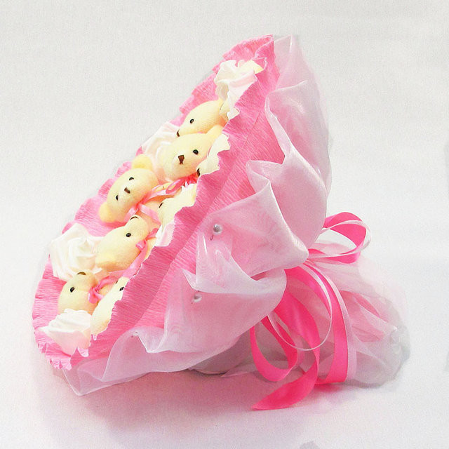 Букет из мягких игрушек 9 мишек 5337IT розовый Винница - изображение 3