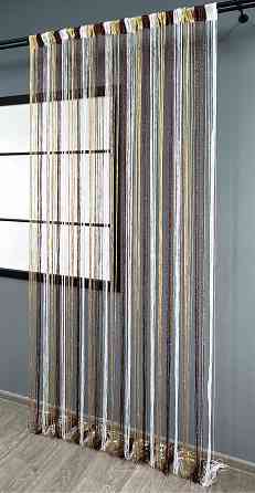 Шторы-нити с люрексом Бежевый с коричневым и белым 300х300см 1 шт (61-109) Киев