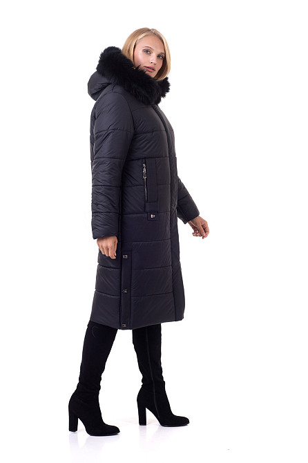 Пуховик жіночий чорний із хутром 46-58 Київ - фото 2