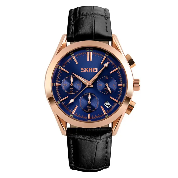 Мужские часы Skmei Prestige 9127 (Черные с синим циферблатом) Винница - изображение 3