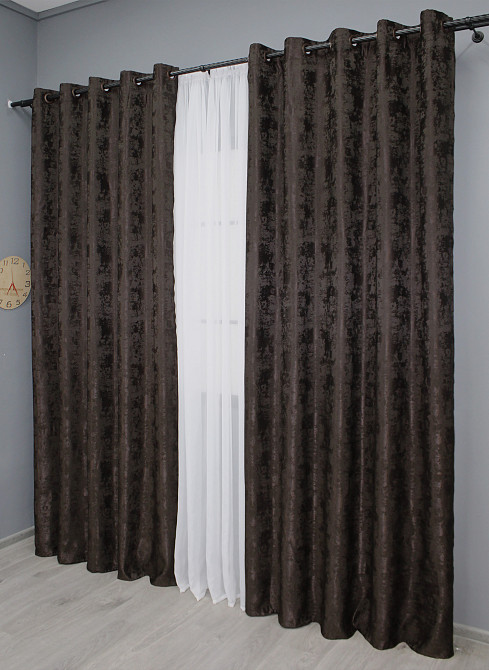 Комплект штор на люверсах VR-Textil Жакард Sultan XO № 1122ш Венге 150х250 см 2 шт (37-0207) Київ - фото 4