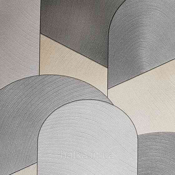 Шпалери метрові вінілові на флізелін дизайнерські Erismann Elle геометрія сірі металік сріблясті жовті Київ