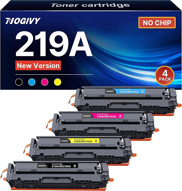 Комплект сумісних тонер-картриджів HP 219A W2190A W2191A W2192A W2193A без чіпа для HP Color LaserJet Pro 3202/3302 Дніпро - фото 1