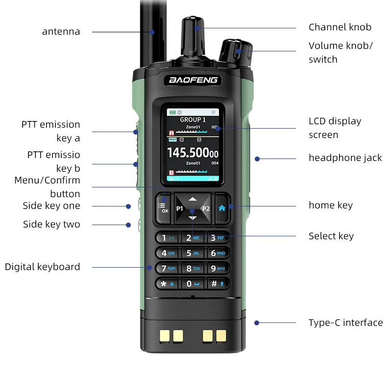 Рація Baofeng DM-32 10W DMR Walkie Talkie Чорний Вінниця - фото 3
