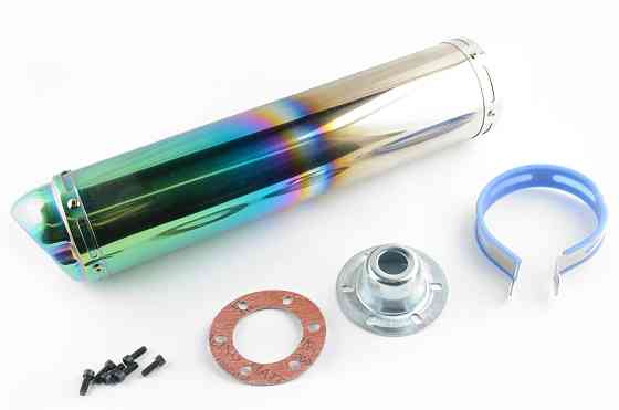 Глушник (тюнінг) 420 * 100mm, кріп. Ø78mm (нержавіюча сталь, веселка, прямоток, mod:4) Київ