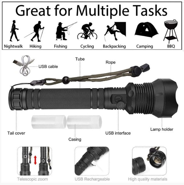 Ліхтар ручний акумуляторний Xanes 1282 XHP70 Ліхтарик Київ - фото 5