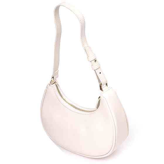 Стильная женская сумка-хобо из натуральной гладкой кожи 21287 Vintage Молочная Киев