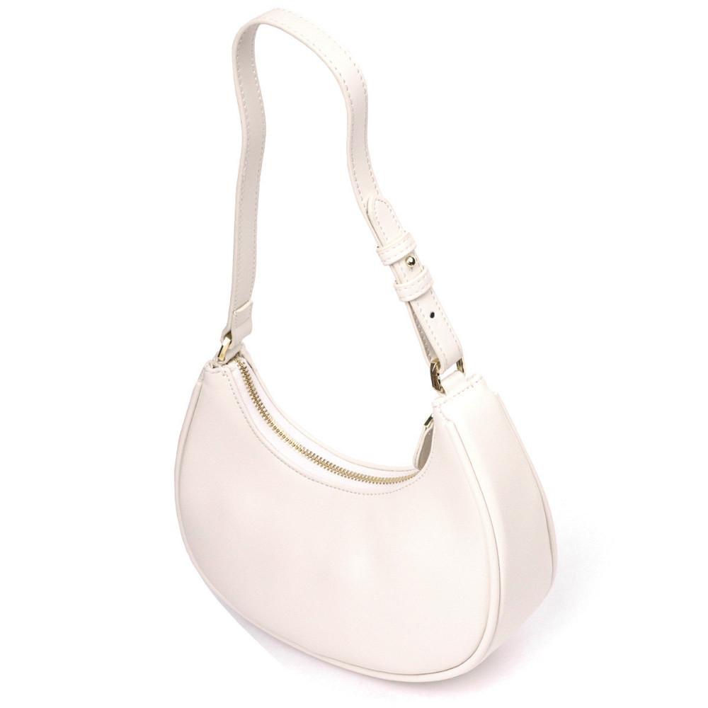 Стильная женская сумка-хобо из натуральной гладкой кожи 21287 Vintage Молочная Киев - изображение 2