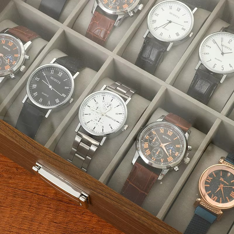 Шкатулка для хранения часов органайзер на 6 отделений деревянная с прозрачным окном,футляр органайзер для наручных часов Каменец-Подольский - изображение 3