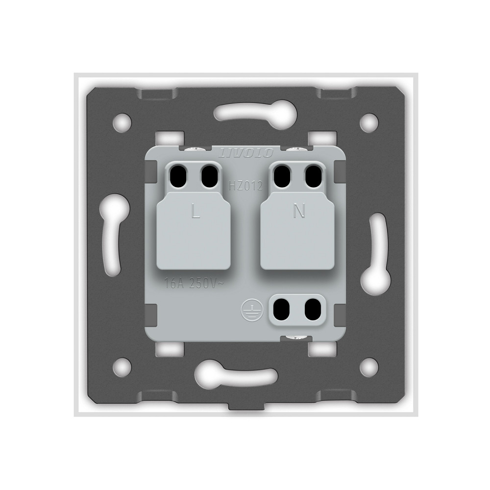 LIVOLO Електрична розетка з заземленням LIVOLO, чорна з білою рамкою, шторки, скло, 250В 16А (V Коломия - фото 5