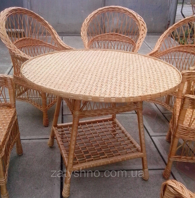 Комплект плетеной мебели с круглым столом | кресла и стол плетеный из лозы | плетеная мебель ручной  Киев - изображение 2