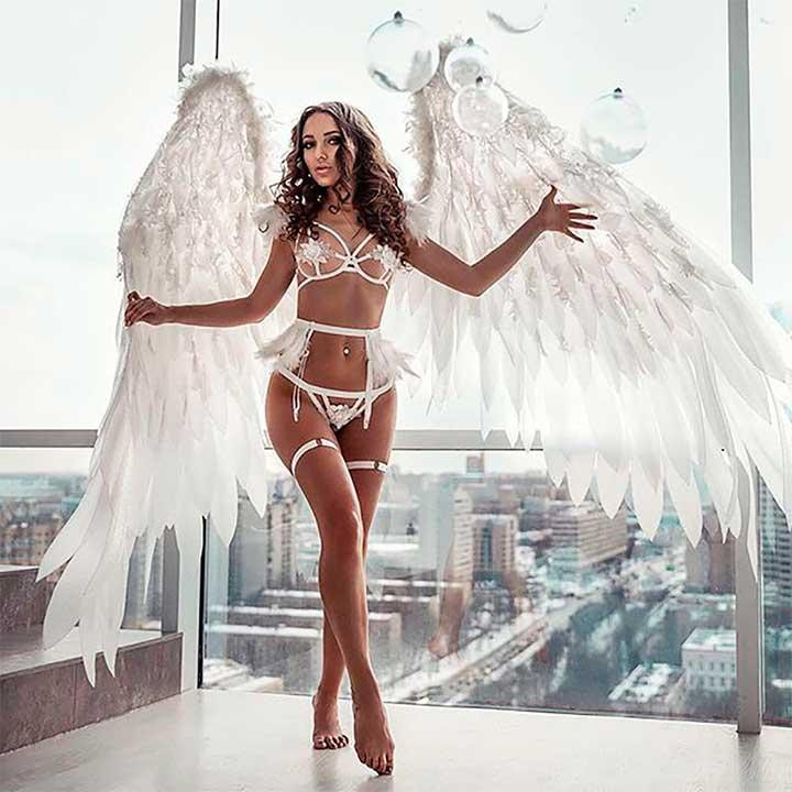 Эффектный эротический комплект с подвязками для чулок - Белый - S/M – Эротическое бельё Винница - изображение 5