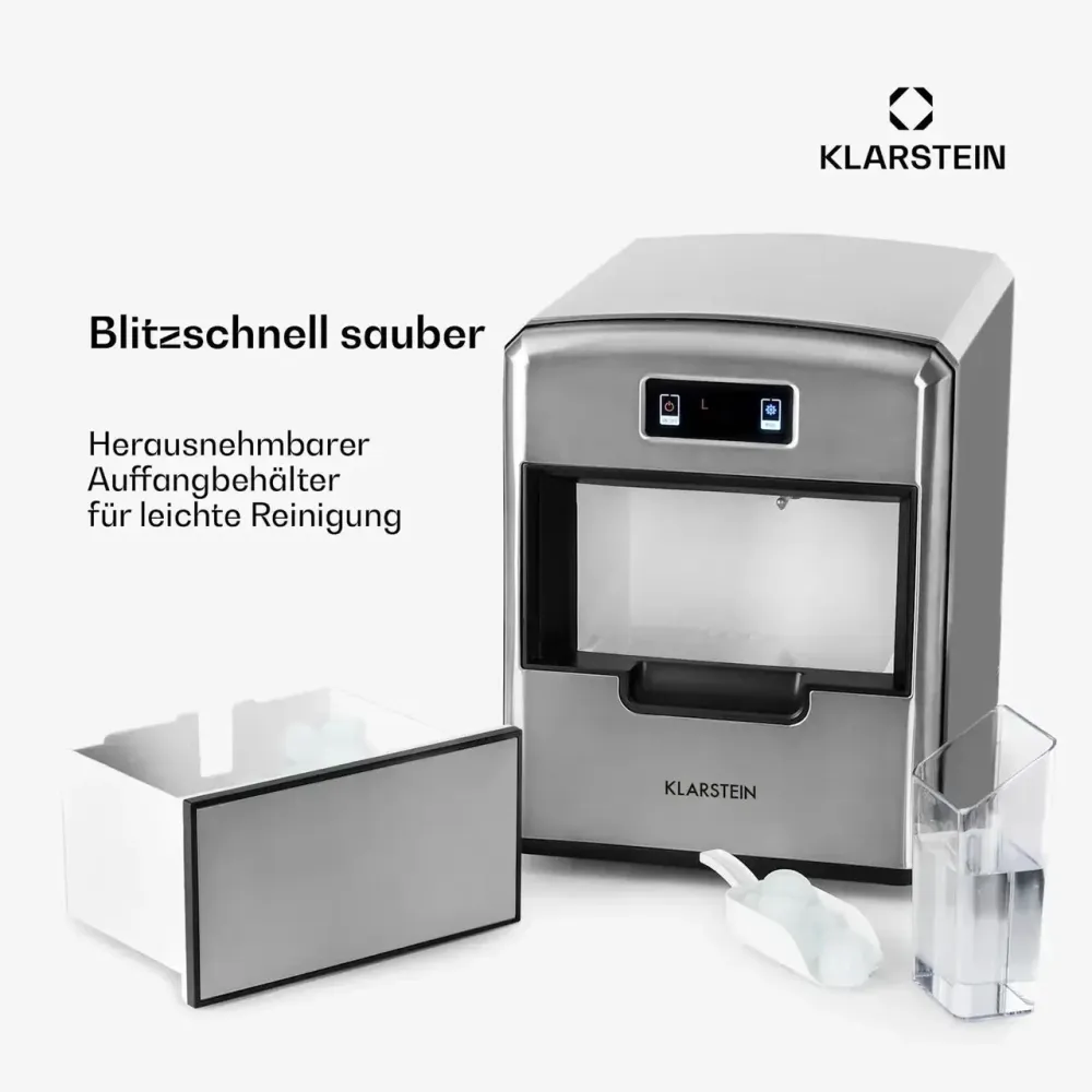 Компрессорный ледогенератор Klarstein Metropolitan 10031881, 12 кг/сутки, 2,15 л, 3 размера льда, дисплей, 36 куб./ч, 150 Вт Киев - изображение 11