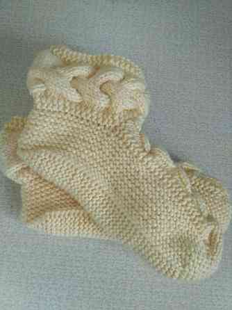 Домашние теплые комнатные  тапочки носки, цвет молочный, ручная работа топ Крохатушка одяг Киев