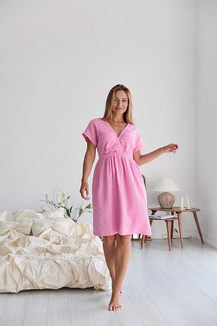 Нічна сорочка для вагітних та годуючих Nicole 5XL (56) Lullababe Рожевий Кривий Ріг - фото 7