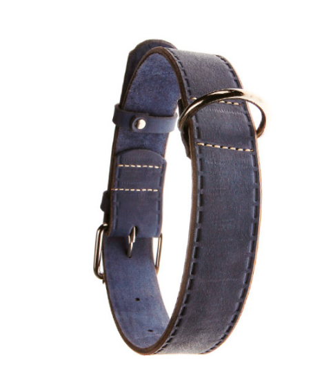 Нашийник 2375 20мм "КЛАСИКА ПРЕМІУМ" шкіра з прокаткою шва (Синій) Вінниця - фото 1