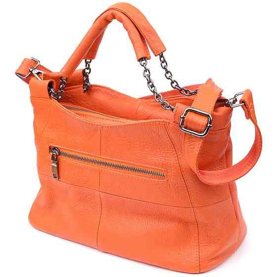 Яскрава сумка для жінок з натуральної шкіри Vintage 22990 Помаранчевий Київ
