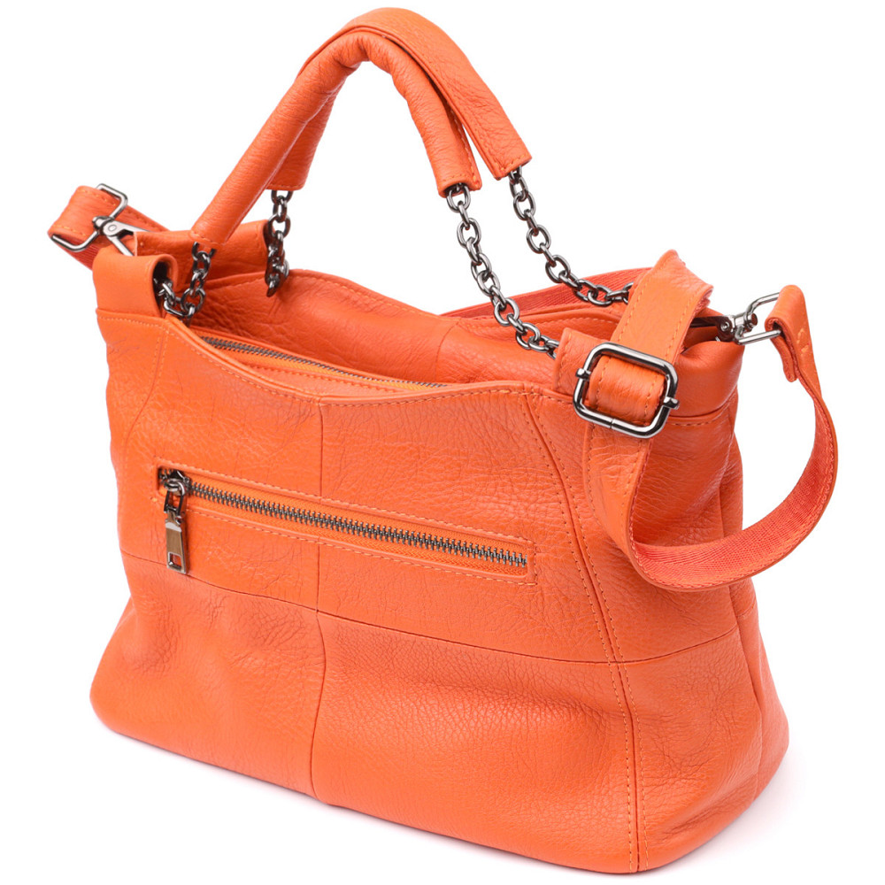 Яскрава сумка для жінок з натуральної шкіри Vintage 22990 Помаранчевий Київ - фото 2