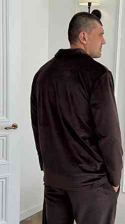 Піжама чоловіча велюрова на ґудзиках Шоколадний M Харків