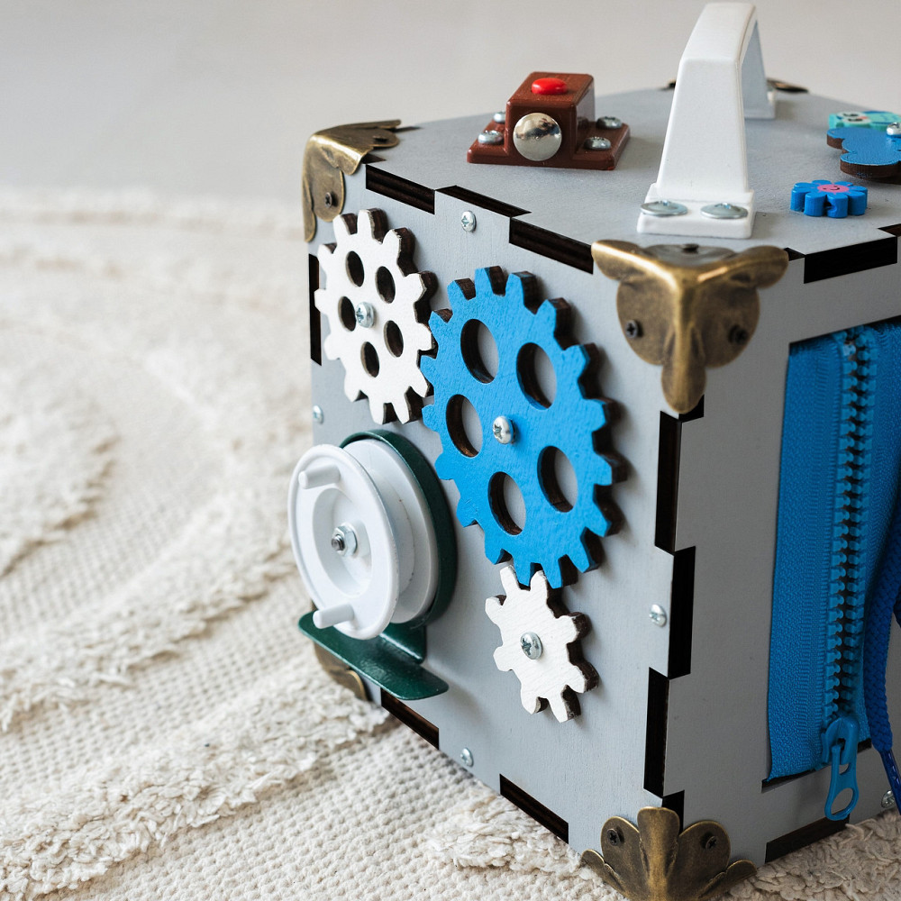 Маленький Бізікуб 15*15*15 Сірий дитячий куб Мінібізикуб для хлопчика Бізіборд Тернопіль - фото 4