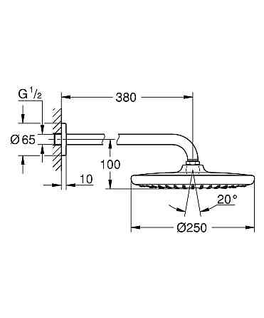 Верхній душ з настінним кронштейном Grohe Tempesta   ( 26668000 ) 26178 Харків