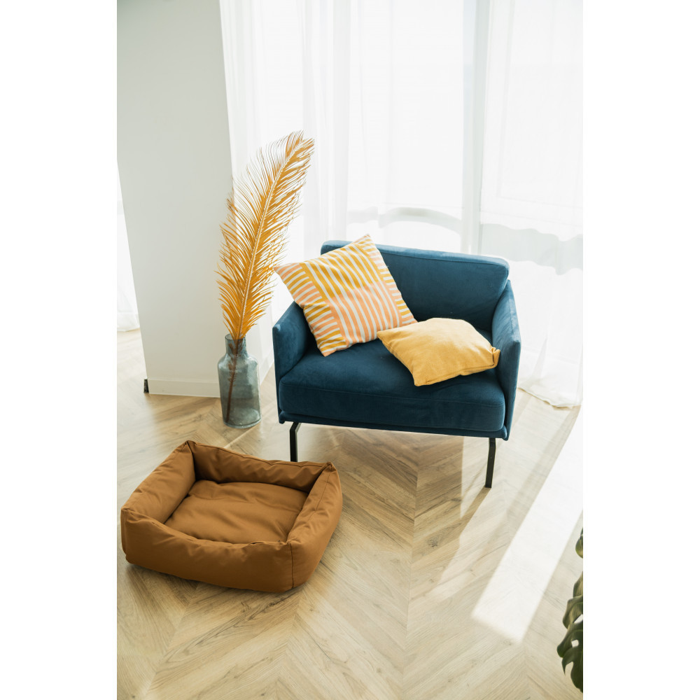 Водовідштовхувальний лежак зі знімним чохлом і двосторонньою хутряною подушкою Incor Коричневий 10040 XL (90/80/20) Київ - фото 6