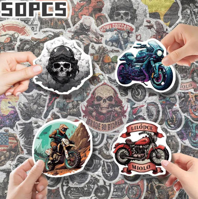 Набор из 50 ретро-наклеек с мотоциклами – винтажные стикеры для скрапбукинга, декора телефона, ноутб Киев - изображение 2