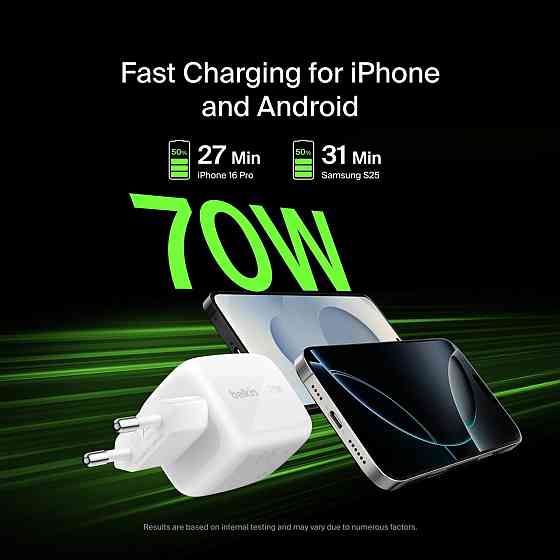Мережевий зарядний пристрійBelkin BoostCharge Pro 3-Port GaN Wall Charger 70 W White (WCH018HQWH) ( 15313 ) Харків