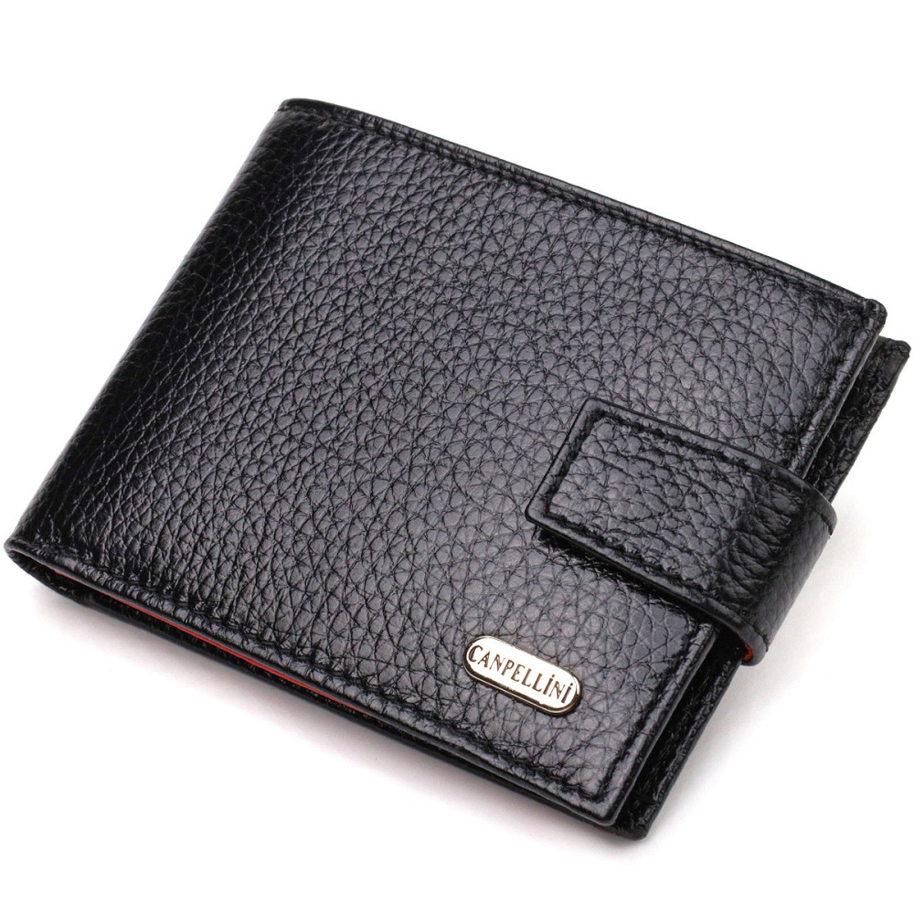 Компактне портмоне для чоловіків у комбінації двох кольорів з натуральної шкіри (CANPELLINI) Київ - фото 5