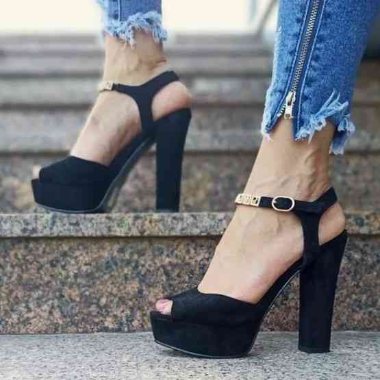 Жіночі Чорні Босоніжки на Каблуці Замшеві Модельні (розміри: 39,40) — 4-7 Дніпро