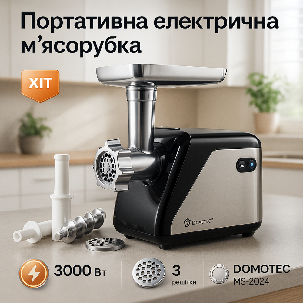 Электромясорубки электрические бытовые DOMOTEC MS-2024 3000 Вт, Мини мясорубки, Мясорубка металлическая FI-69 Львов - изображение 18