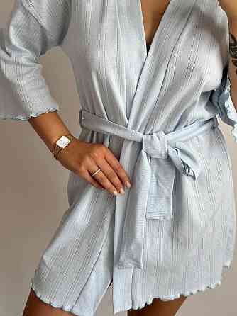 Домашний халат из трикотажа бамбук Голубой XS/S Харьков