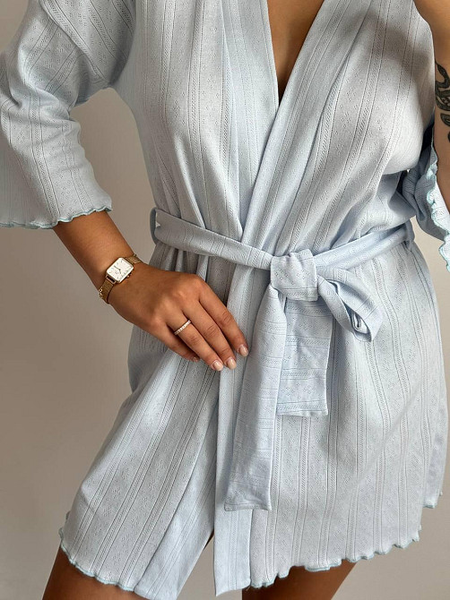 Домашний халат из трикотажа бамбук Голубой XS/S Харьков - изображение 4