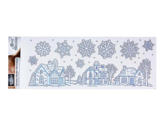 Новогодняя наклейка с блестками Melinera 21 на 55 см голубой Киев - изображение 1