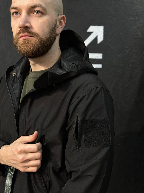 Тактичний костюм чорний softshell чоловічий літній захист від вітру і вологи комплект для служби Львів - фото 3