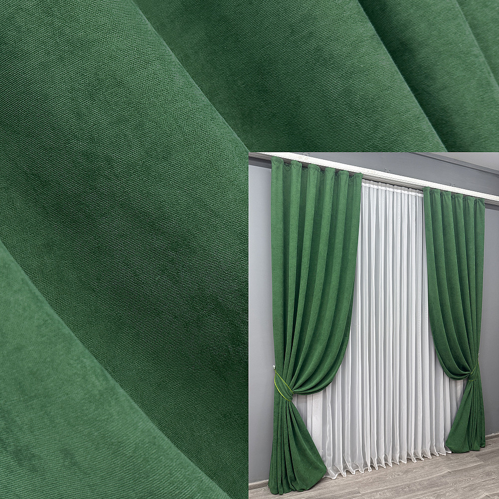 Шторна тканина мікровелюр Petek YL колір зелений 1709ш Київ - фото 6