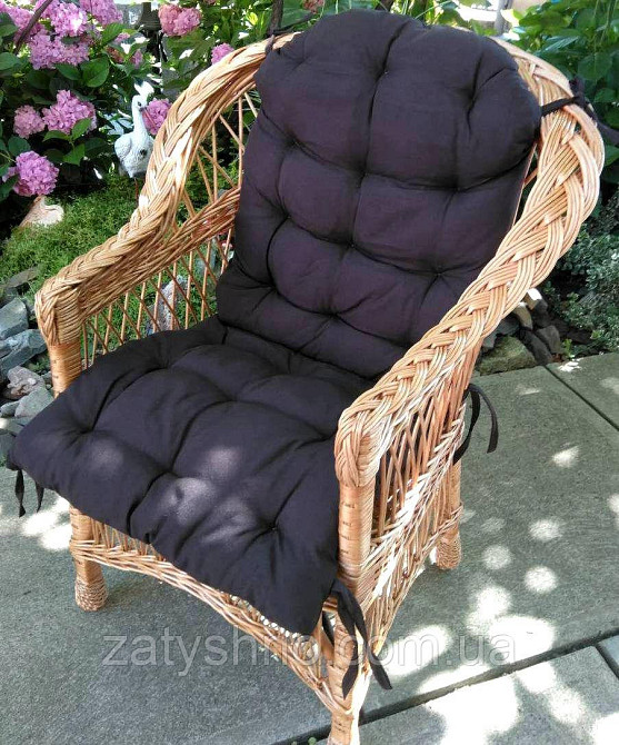 Крісло плетене з м'якою подушкою накидкою Київ - фото 2