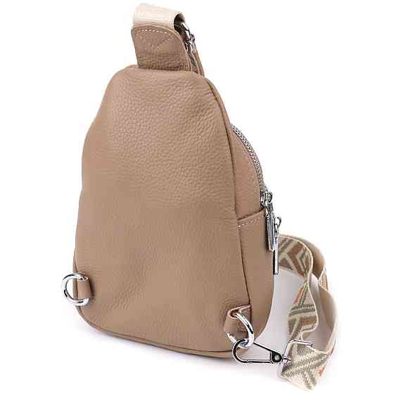 Слинг сумка из натуральной кожи для женщин Бежевый (Vintage) Киев