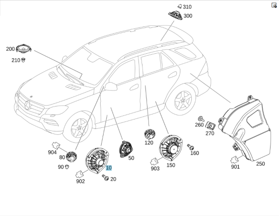 Mercedes-Benz  A1668202002 Низькочастотний аудіо динамік передніх дверей Harman ML/GLE W166 GLE Coupe C292 GL/GLS X166 Одеса