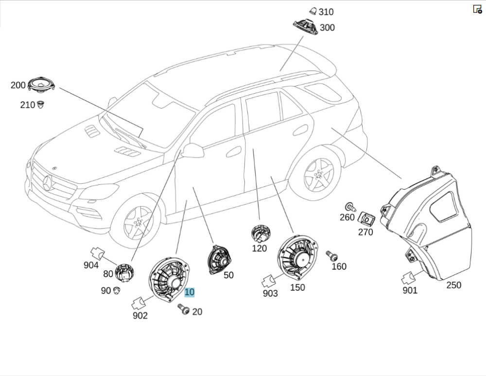 Mercedes-Benz  A1668202002 Низькочастотний аудіо динамік передніх дверей Harman ML/GLE W166 GLE Coupe C292 GL/GLS X166 Одеса - фото 2