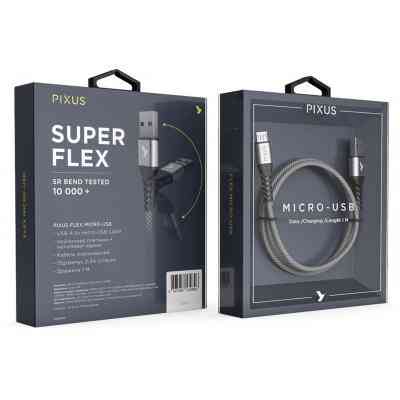Дата кабель USB 2.0 AM to Micro 5P 1.0m Flex Gray Pixus (4897058531145) Вінниця