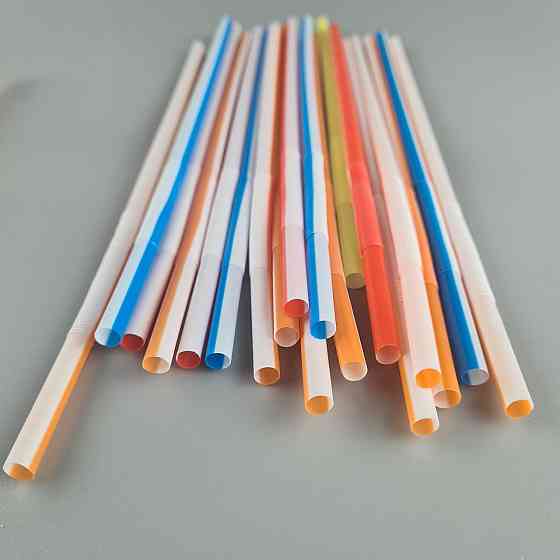 Трубочка-соломка для напоїв із гофрою d6,0 — 26 см Біло-кольорова артистик (100 шт.) Харків