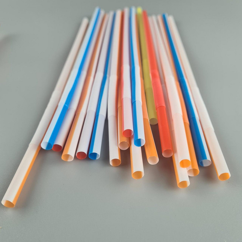 Трубочка-соломка для напитков с гофрой d6,0 -26см Бело-цветная  Артистик (100 шт) Харьков - изображение 1