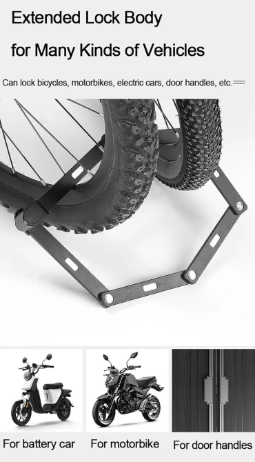 Складаний протиугінний замок для велосипеда WEST BIKING, ланцюговий велозамок із ключами, компактний складаний замок, чорний Київ - фото 19