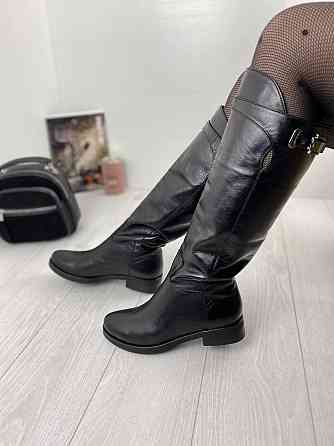 Olli Чоботи жіночі OLLI чорні натуральна шкіра высота 38см обхват 36-37см (C-5-2510) Коломыя