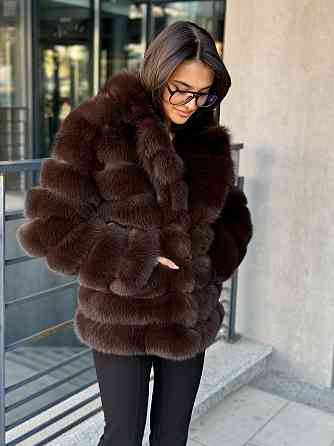 Полушубок женский из натурального меха песца Коричневый 42 Харьков