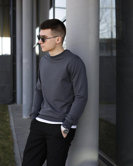 Свитшот мужской однотонный темно-серый Pobedov 001 Киев - изображение 5