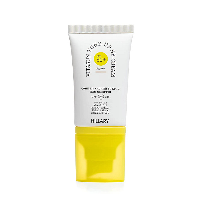 Солнцезащитный BB крем для лица SPF30+ Ivory VitaSun Tone-Up BB Cream All Day Protect SPF30+ HiLLARY 40 мл Винница - изображение 2