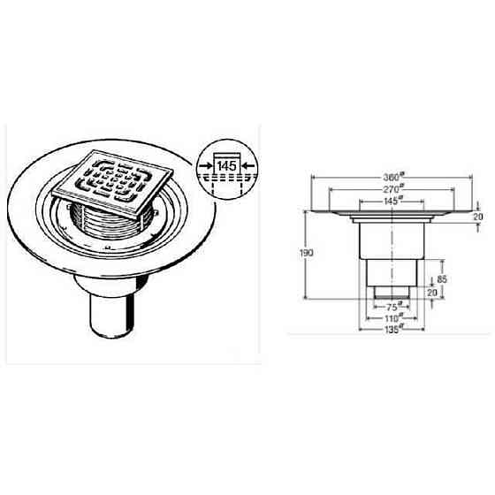 Трап VIEGA ф100 нерж.решетка 150*150 с сифоном 557201 (284848) (000000561) Киев