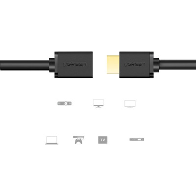 Кабель мультимедийный HDMI M to HDMI F 1.0m HD107 black Ugreen (10141) Винница - изображение 5